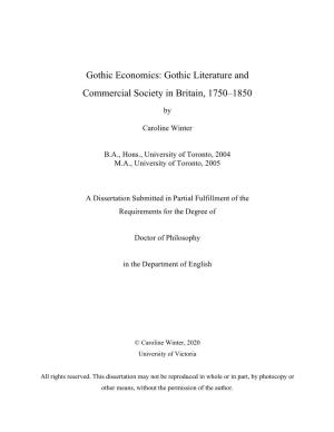 Gothic Economics: Gothic Literature and Commercial Society in Britain, 1750–1850