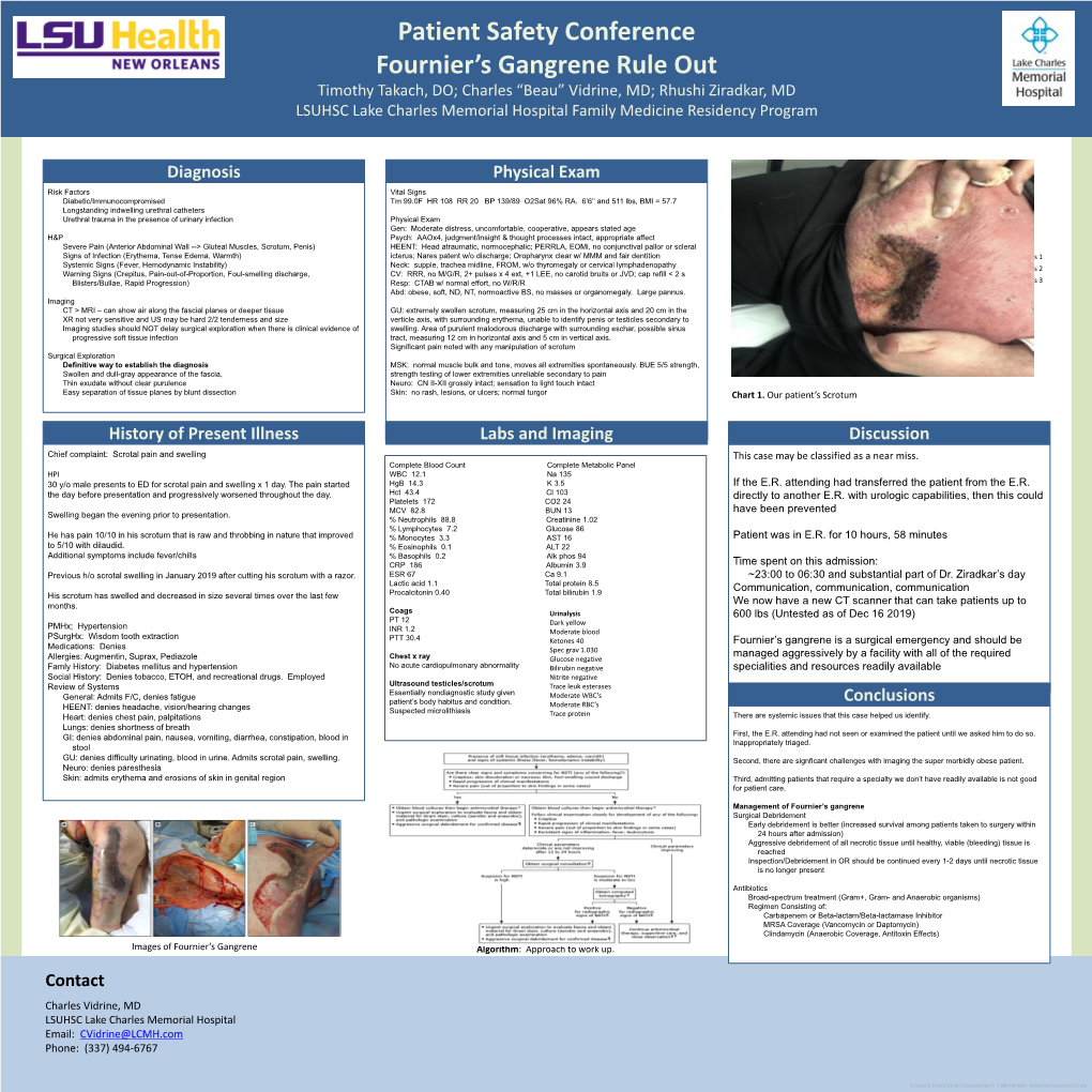 Patient Safety Conference Fournier's Gangrene Rule