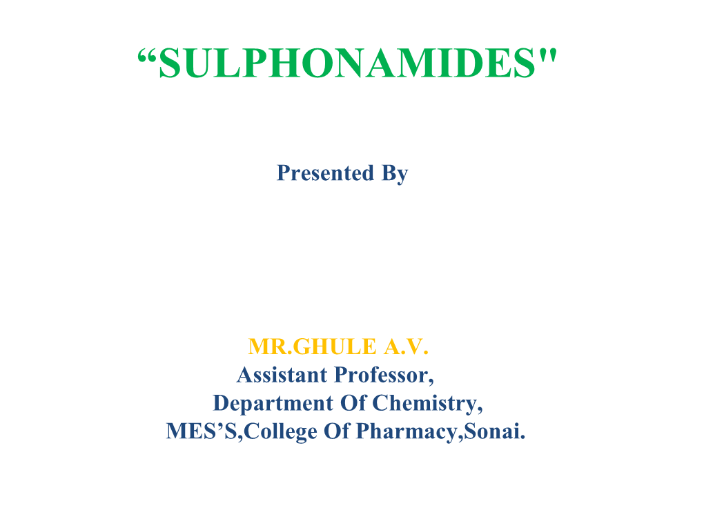 “Sulphonamides