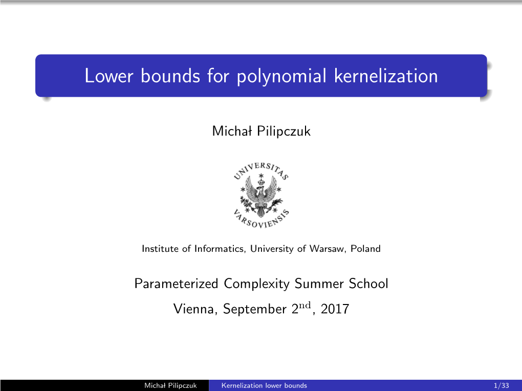 Lower Bounds for Polynomial Kernelization