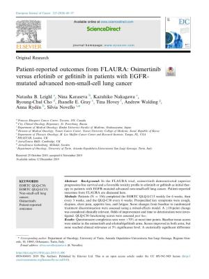 Osimertinib Versus Erlotinib Or Gefitinib in Patients with EGFR-Mutated Advanced Non-Smal