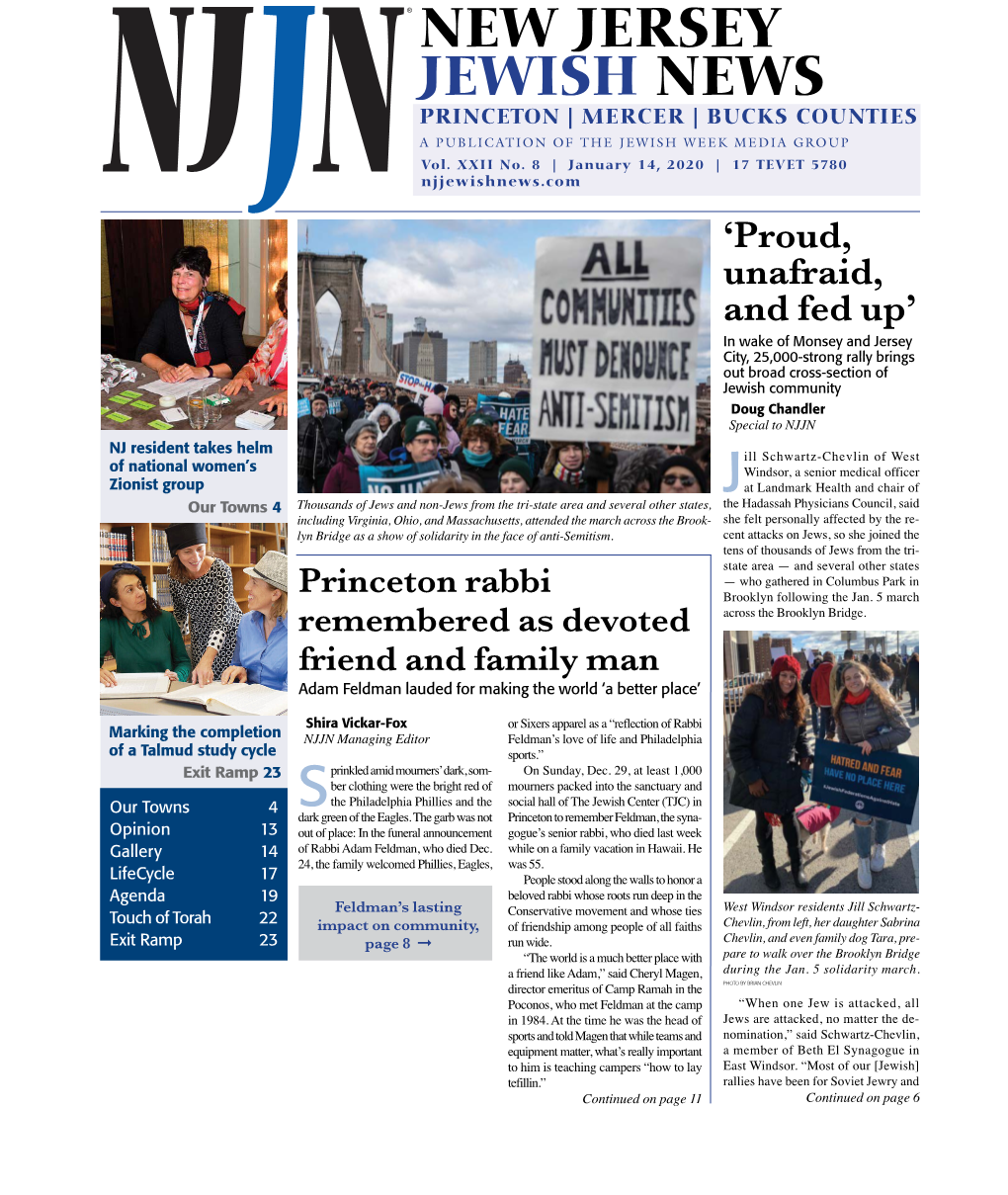 NEW JERSEY JEWISH NEWS PRINCETON | MERCER | BUCKS COUNTIES a PUBLICATION of the JEWISH WEEK MEDIA GROUP Vol