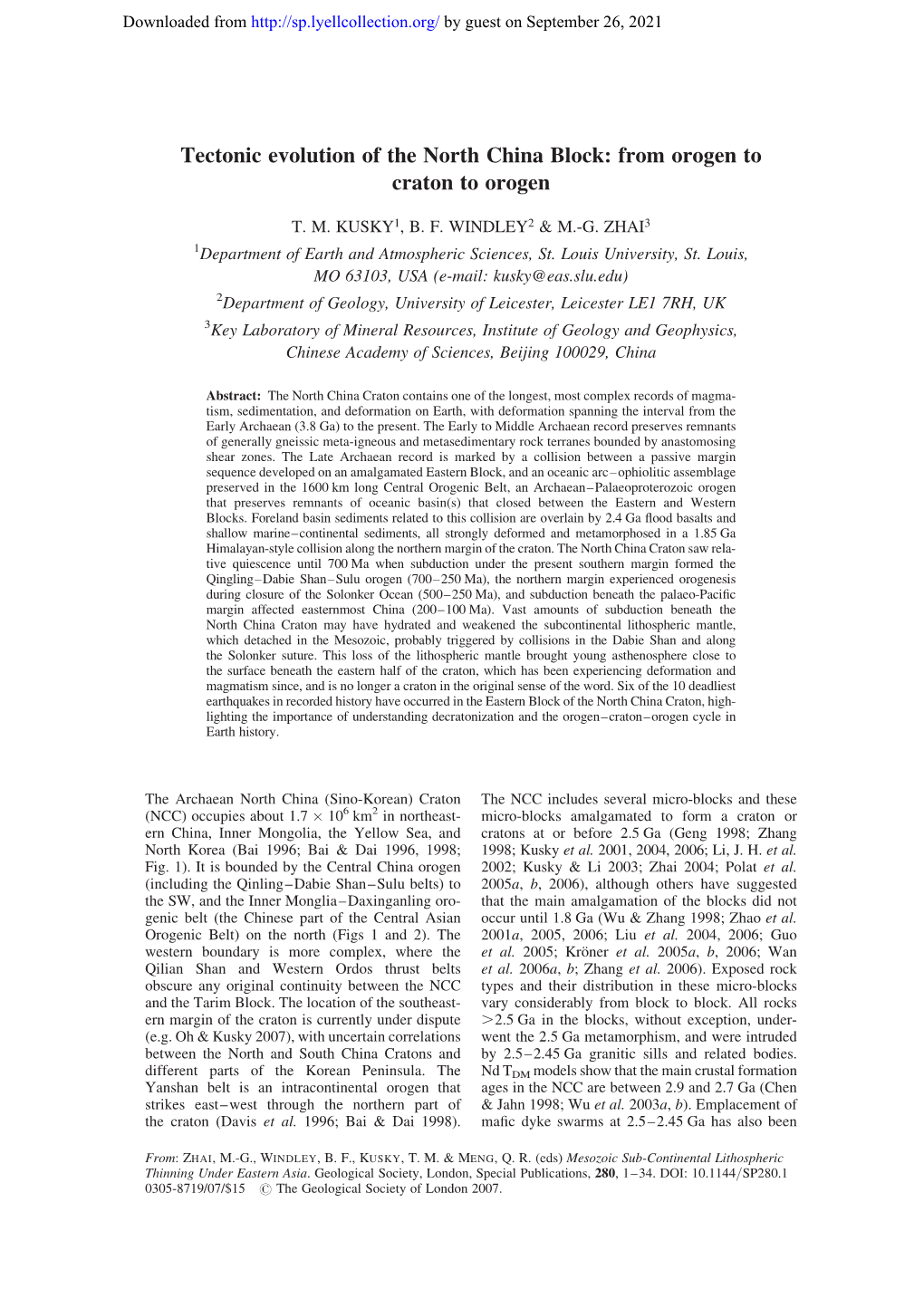 Tectonic Evolution of the North China Block: from Orogen to Craton to Orogen