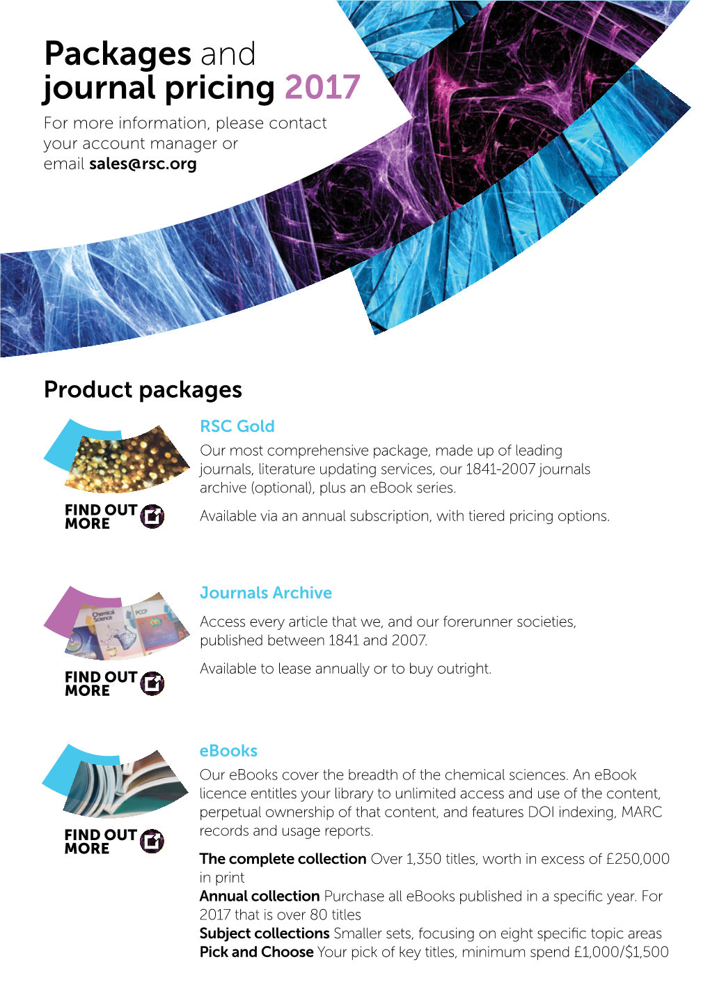 Packages and Journal Pricing 2017 for More Information, Please Contact Your Account Manager Or Email Sales@Rsc.Org