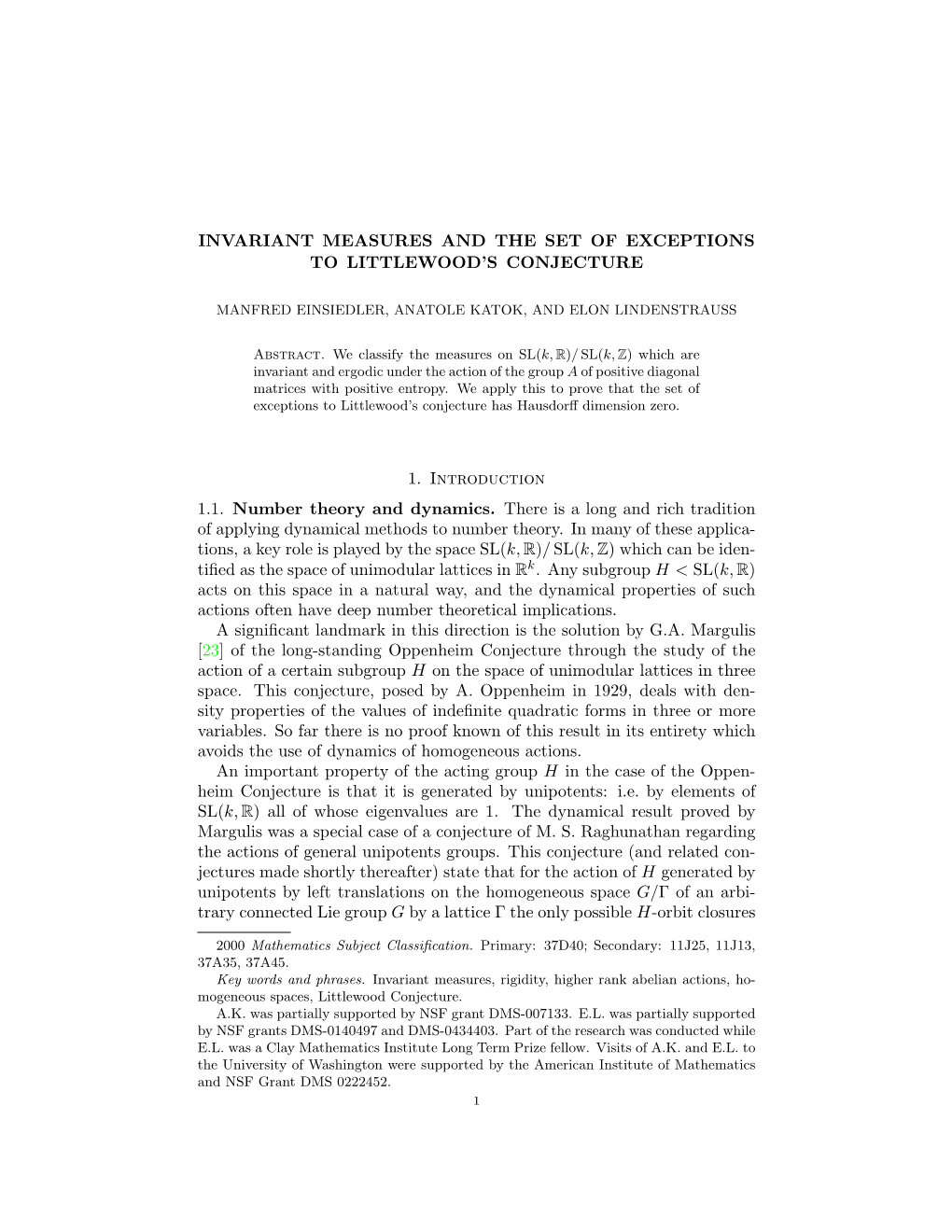 Invariant Measures and the Set of Exceptions to Littlewood's Conjecture