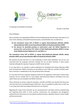 CHEM Trust and the European Environmental Bureau Has Called
