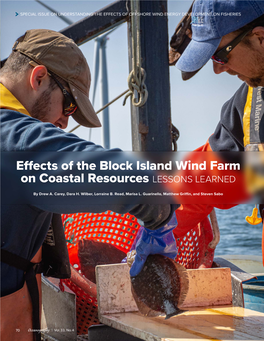 Effects of the Block Island Wind Farm on Coastal Resources LESSONS LEARNED