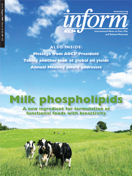 Milk Phospholipids a New Ingredient for Formulation of Functional Foods with Bioactivity