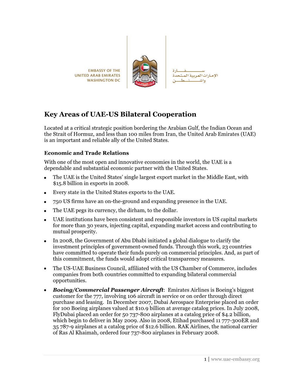 UAE-US Bilateral Cooperation
