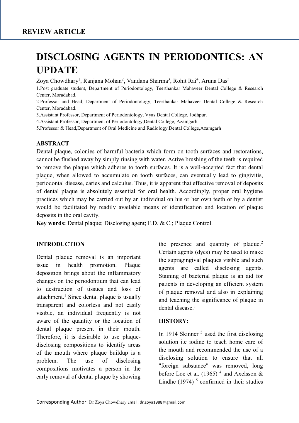 Disclosing Agents in Periodontics: an Update