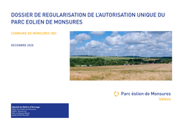Dossier De Regularisation De L'autorisation Unique Du Parc Eolien De Monsures