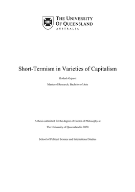 Short-Termism in Varieties of Capitalism