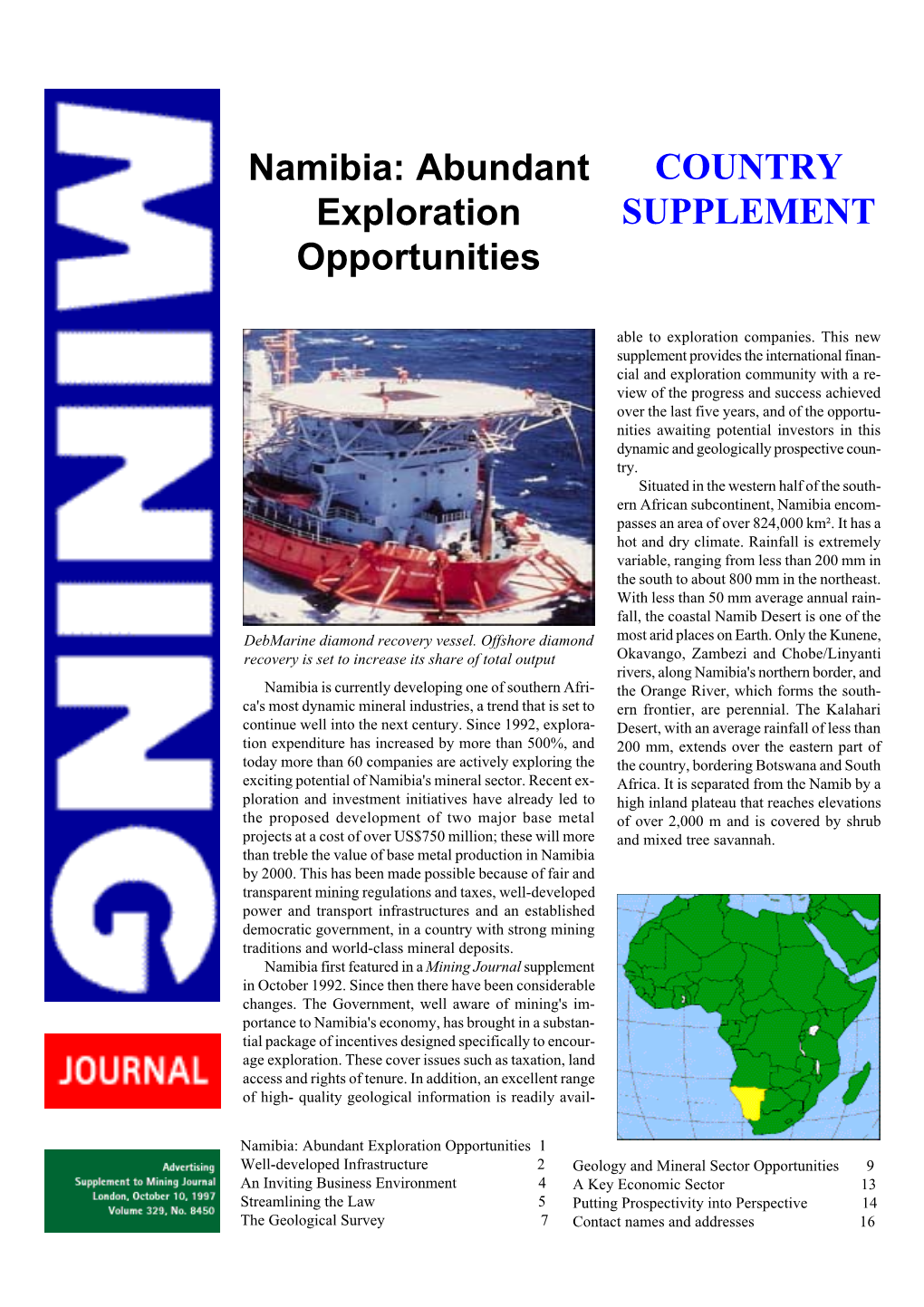 Mining Journal Supplement in October 1992