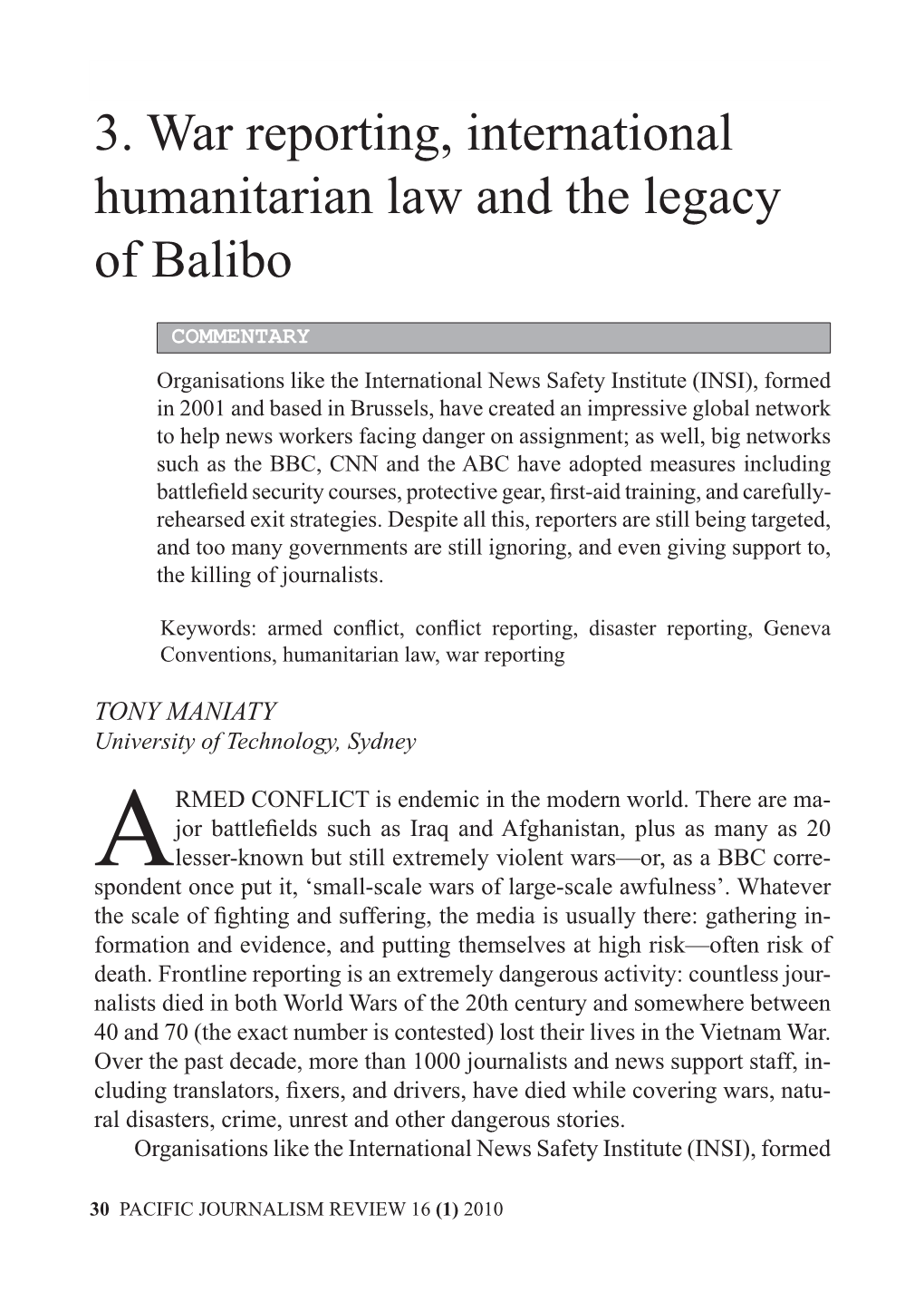 3. War Reporting, International Humanitarian Law and the Legacy of Balibo