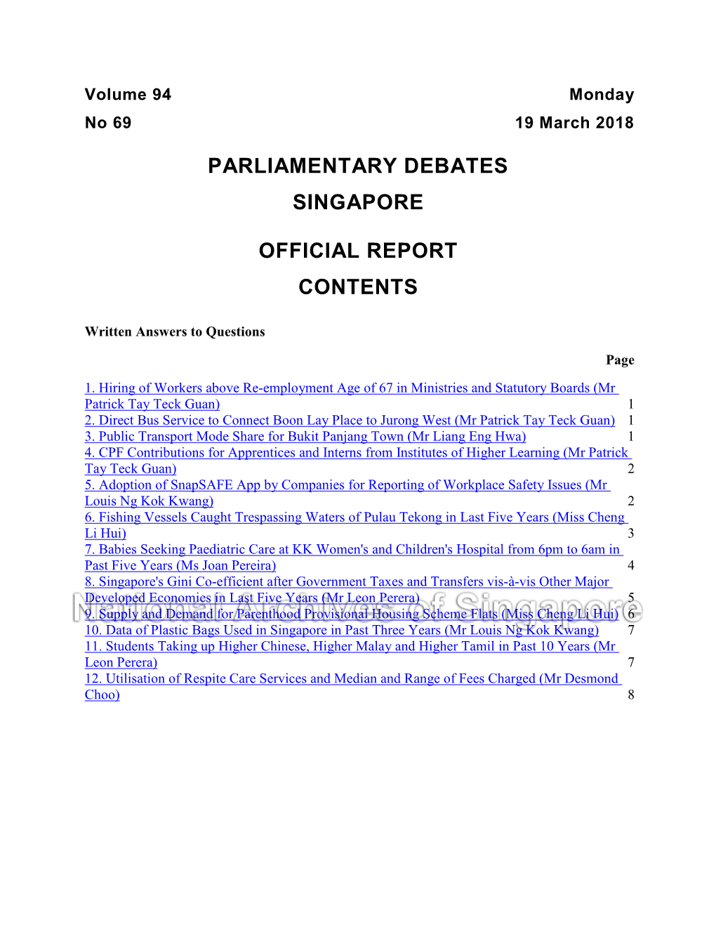 Parliamentary Debates Singapore Official Report