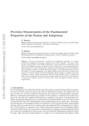 Arxiv: Precision Measurements of the Fundamental Properties of The