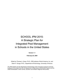 A Strategic Plan for Integrated Pest Management in Schools in the United States