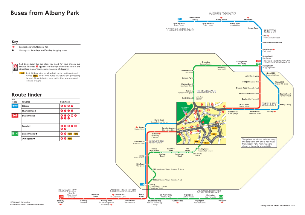 Buses from Albany Park ABBEY WOOD Thamesmead 229 Crossway Abbey Wood Belvedere