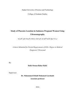 Study of Placenta Location in Sudanese Pregnant Women Using Ultrasonography