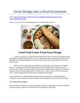 Great Design Into a Food Ecosystem