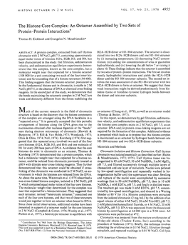 The Histone Core Complex: an Octamer Assembled by Two Sets of Protein-P Rotein Interactions’F