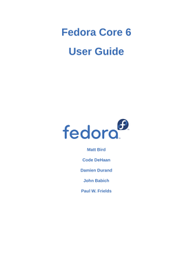 Fedora Core 6 User Guide