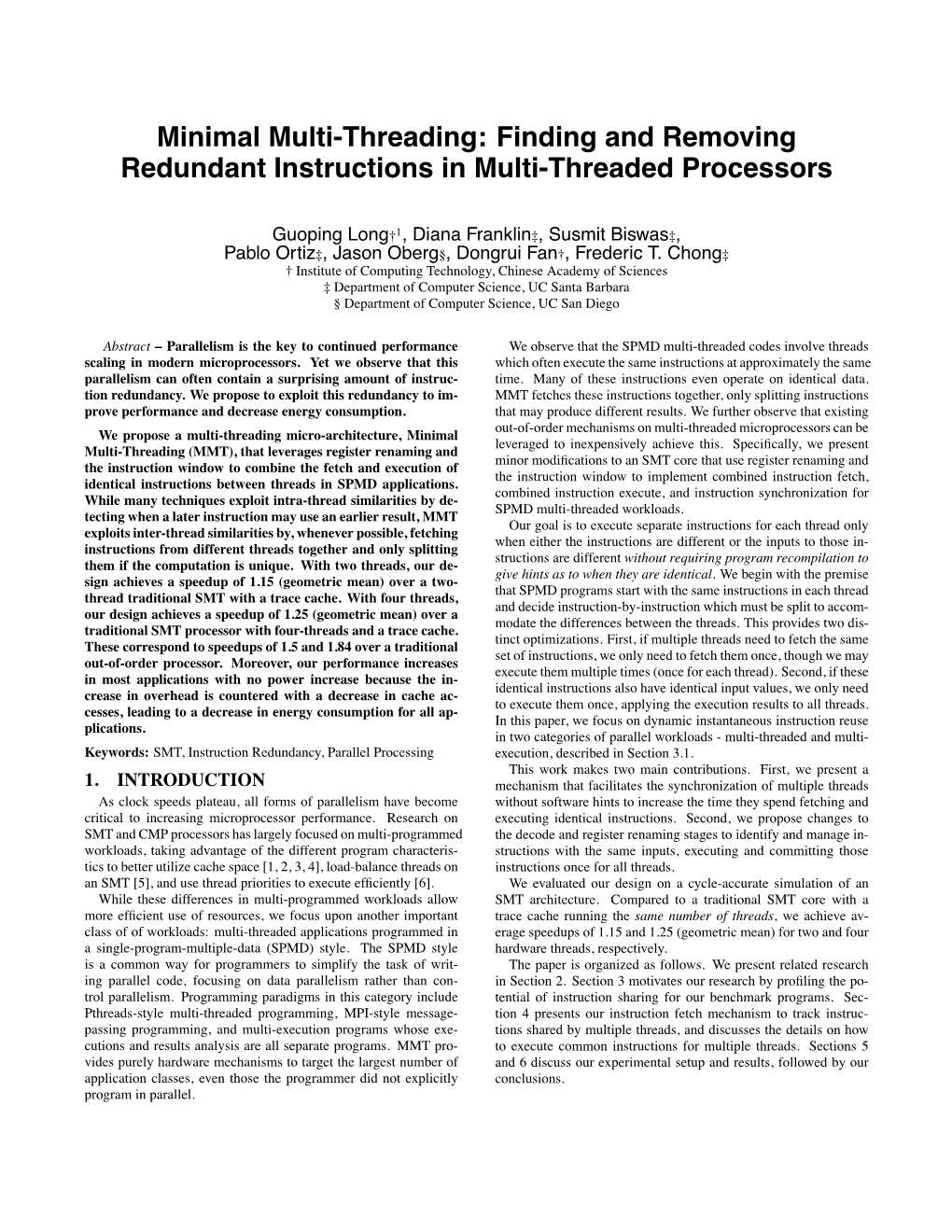 Minimal Multi-Threading: Finding and Removing Redundant Instructions in Multi-Threaded Processors