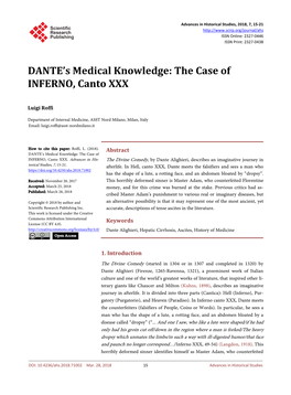 DANTE's Medical Knowledge: the Case of INFERNO, Canto