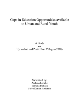 Gaps in Education Opportunities Available to Urban and Rural Youth