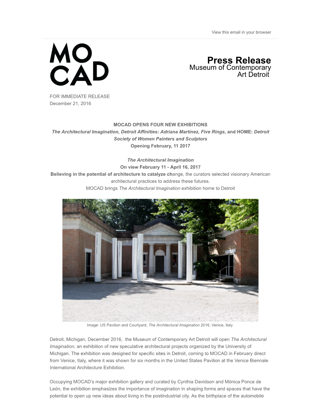 Press Release Museum of Contemporary Art Detroit