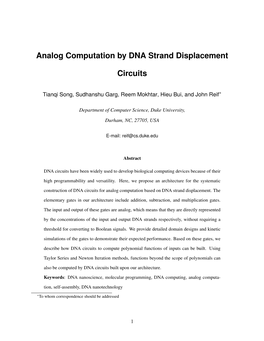 Analog Computation by DNA Strand Displacement Circuits