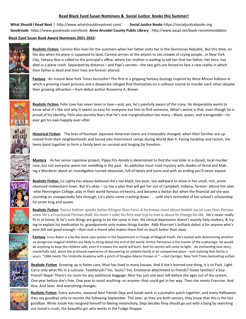 Read Black Eyed Susan Nominees & Social Justice Books This Summer!