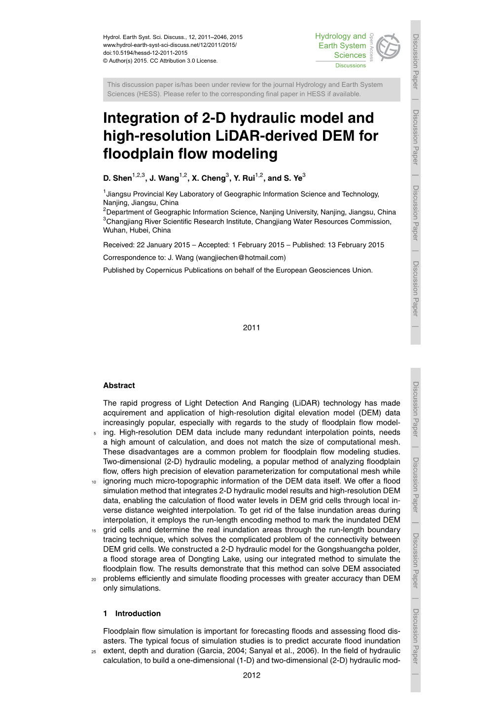 Integration of 2-D Hydraulic Model and High-Resolution Lidar-Derived