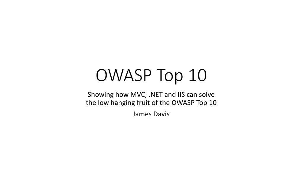 (Yet Another)OWASP Top 10