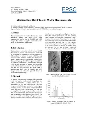 Martian Dust Devil Tracks Width Measurements