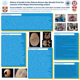 History of Health in the Chinese Bronze Age: Results from Five Seasons of the Mogou Bioarchaeology Project