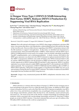 A Dengue Virus Type 2 (DENV-2) NS4B-Interacting Host Factor, SERP1, Reduces DENV-2 Production by Suppressing Viral RNA Replication