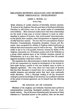 Relations Between Anglicans and Orthodox: Their Theological Development James L