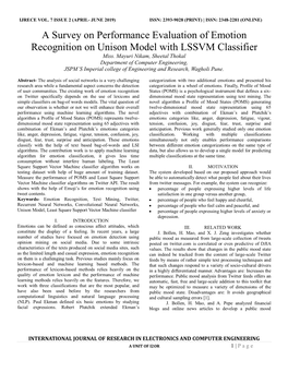 A Survey on Performance Evaluation of Emotion Recognition on Unison Model with LSSVM Classifier Miss