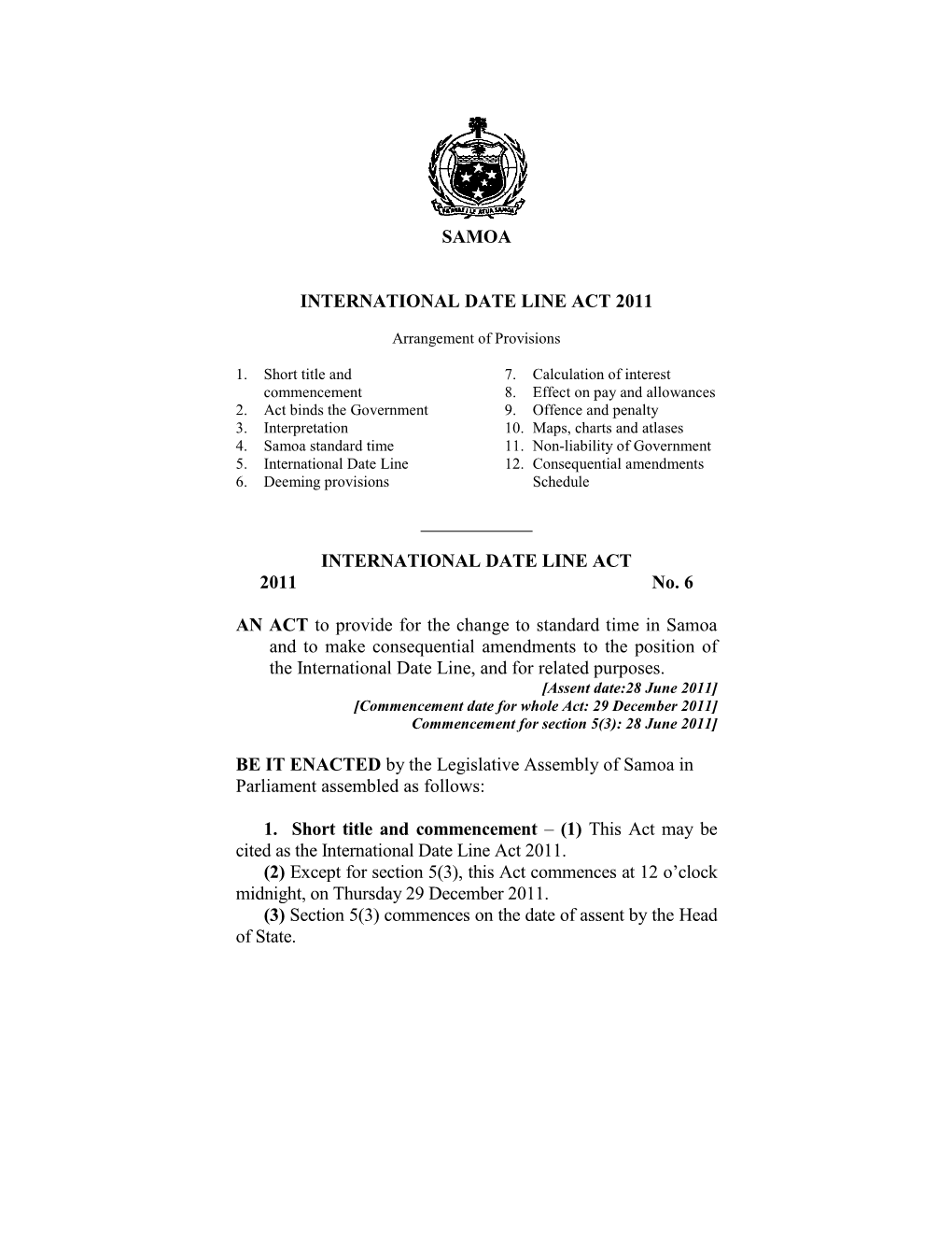 International Date Line Act 2011