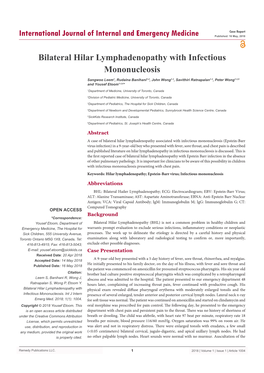 Bilateral Hilar Lymphadenopathy with Infectious Mononucleosis