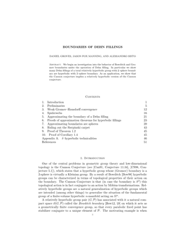 BOUNDARIES of DEHN FILLINGS Contents 1. Introduction 1 2