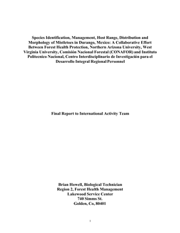 Species Identification, Management, Host Range