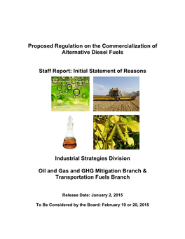 Proposed Regulation on the Commercialization of Alternative Diesel Fuels