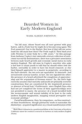 Bearded Women in Early Modern England