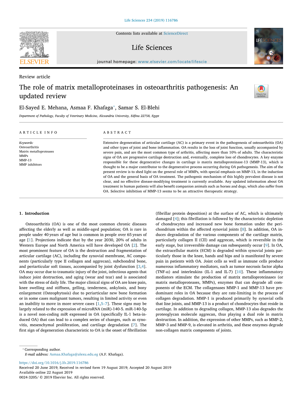 The Role of Matrix Metalloproteinases in Osteoarthritis Pathogenesis An