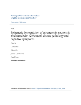 Epigenetic Dysregulation of Enhancers in Neurons Is Associated with Alzheimer's Disease Pathology and Cognitive Symptoms