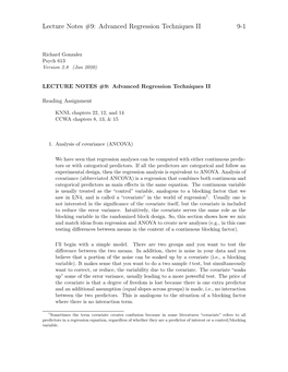 Lecture Notes #9: Advanced Regression Techniques II 9-1