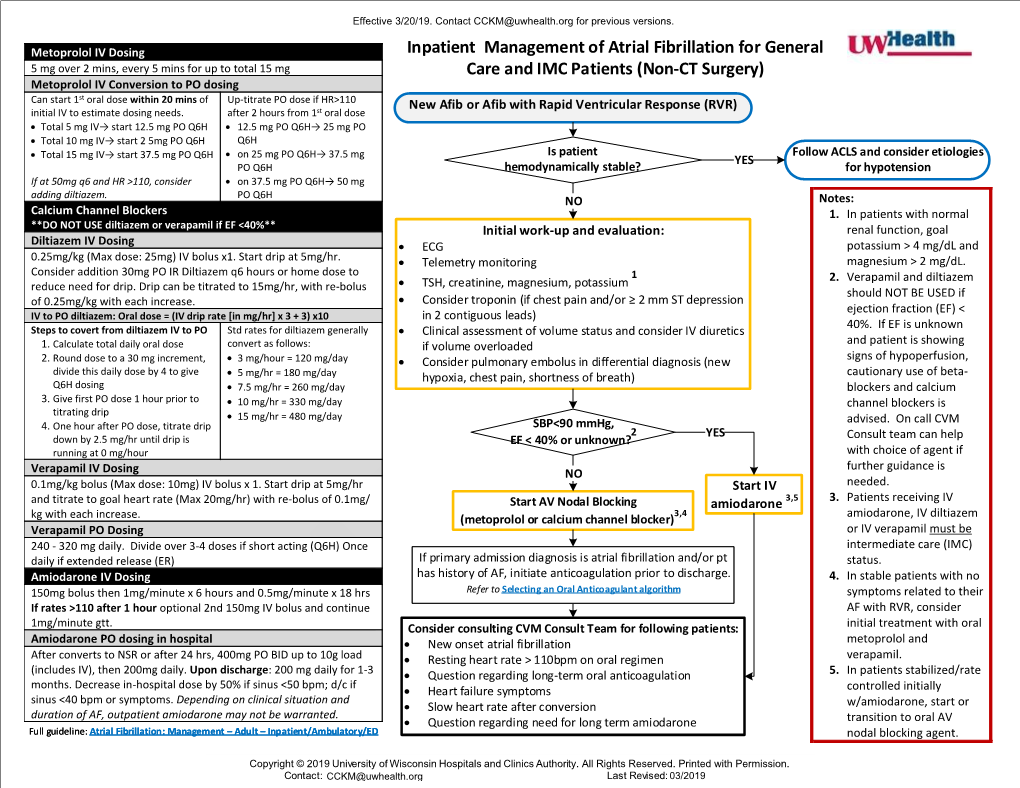 Inpatient Management of Atrial Fibrillation for General Care And