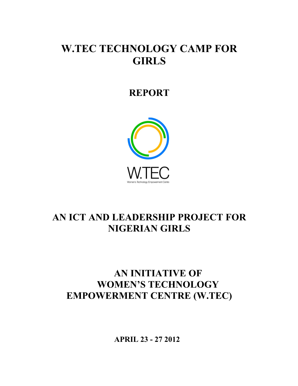 An Ict and Leadership Project for Nigerian Girls